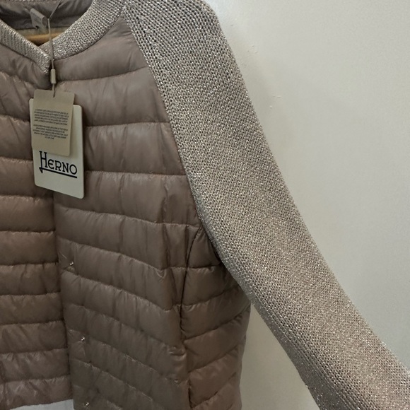 NWT Herno Metallic Knit and Down Combo Raglan Jacket - Picture 6 of 7